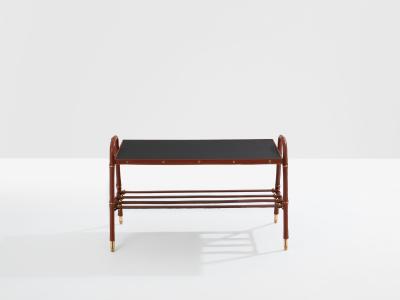 Jacques Adnet Jacques Adnet pique sellier red leather brass coffee table 1950