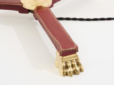 Jacques Adnet Jacques Adnet pique sellier red leather brass floor lamp 1950