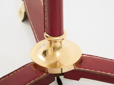Jacques Adnet Jacques Adnet pique sellier red leather brass floor lamp 1950