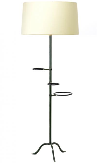 Jacques Adnet Jacques Adnet rare bottle green hand stitched leather planter floor lamp