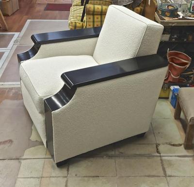 Jacques Adnet Jacques Adnet rarest documented comfy pair of club chairs fully restored