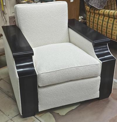 Jacques Adnet Jacques Adnet rarest documented comfy pair of club chairs fully restored