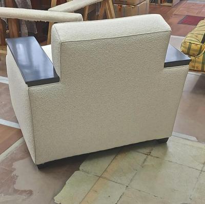 Jacques Adnet Jacques Adnet rarest documented comfy pair of club chairs fully restored