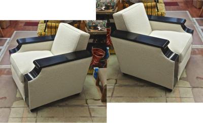 Jacques Adnet Jacques Adnet rarest documented comfy pair of club chairs fully restored