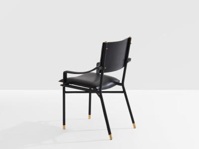 Jacques Adnet Jacques Adnet saddle stitched leather brass desk chair 1950