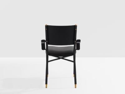 Jacques Adnet Jacques Adnet saddle stitched leather brass desk chair 1950