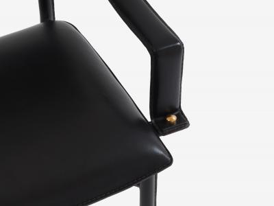 Jacques Adnet Jacques Adnet saddle stitched leather brass desk chair 1950