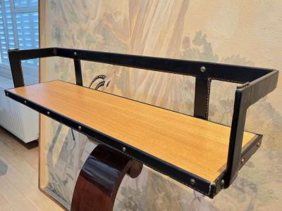 Jacques Adnet Jacques Adnet sgenuin uperb hand stitched e shelf