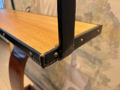 Jacques Adnet Jacques Adnet sgenuin uperb hand stitched e shelf