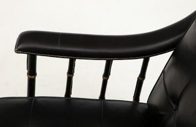 Jacques Adnet Jacques Adnet two Seat Black Leather Settee