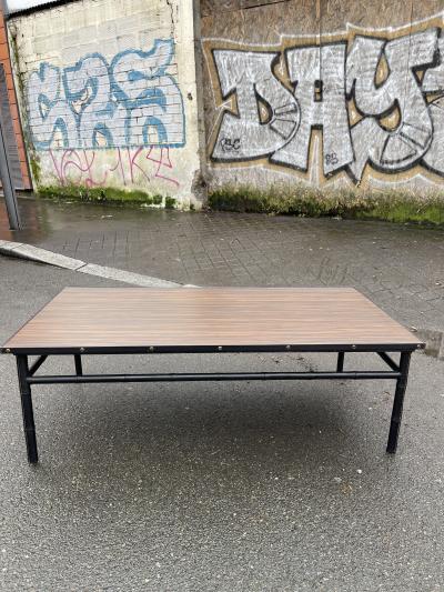 Jacques Adnet Large 1950s Stitched leather cocktail table by Jacques Adnet