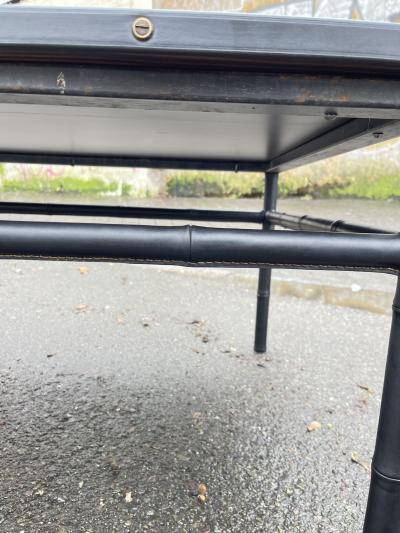 Jacques Adnet Large 1950s Stitched leather cocktail table by Jacques Adnet