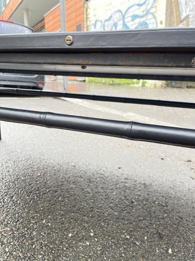 Jacques Adnet Large 1950s Stitched leather cocktail table by Jacques Adnet