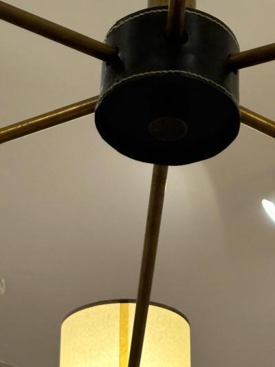 Jacques Adnet Large circular six light chandelier by Jacques Adnet France circa 1950