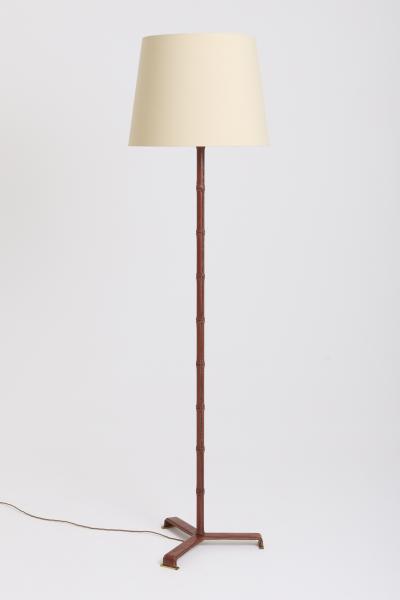 Jacques Adnet Leather Floor Lamp by Jacques Adnet