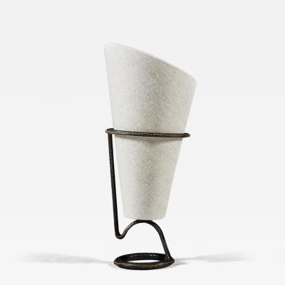 Jacques Adnet Mid 20th Century Jacques Adnet Black Leather Stitched Torch Shaped Table Lamp