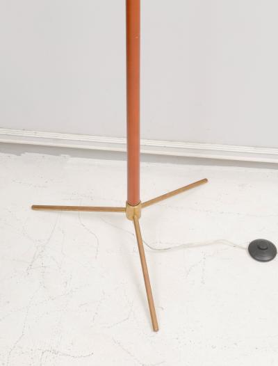 Jacques Adnet Mid Century Brass and Hand Stitched Leather Floor Lamp