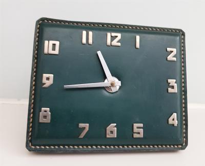 Jacques Adnet Mid Century Modern stitched saddle leather desk set attributed to Jacques Adnet