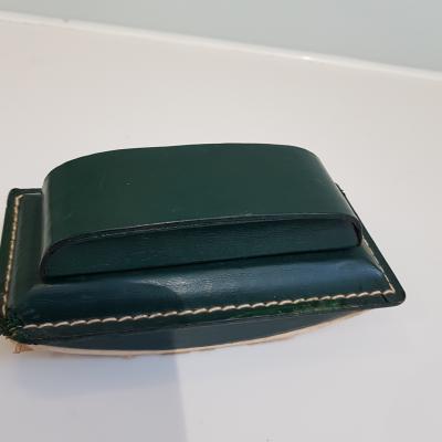 Jacques Adnet Mid Century Modern stitched saddle leather desk set attributed to Jacques Adnet