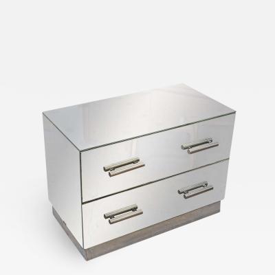 Jacques Adnet Mirrored Two Drawer Console