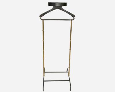 Jacques Adnet Night valet in turned brass and black leather by J Adnet France circa 1950