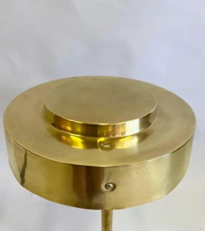 Jacques Adnet Pair French Midcentury Art Deco Brass Leather Desk Table Lamps Jacques Adnet