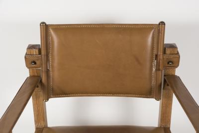 Jacques Adnet Pair of 1950s Stitched Leather armchairs By Jacques Adnet