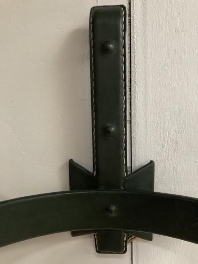 Jacques Adnet Pair of 1950s Stitched Leather sconces by Jacques Adnet