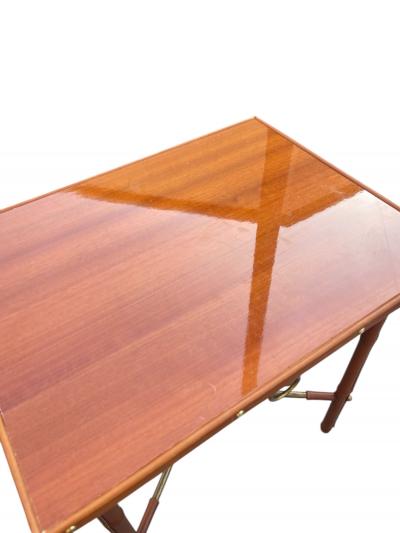 Jacques Adnet Pair of 1950s Stitched leather Side tables by Jacques Adnet