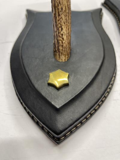 Jacques Adnet Pair of 1950s Stitched leather and deer antler by Jacques Adnet