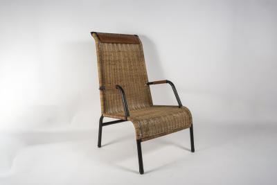 Jacques Adnet Pair of 1950s Stitched leather armchairs by Jacques Adnet