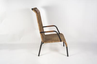 Jacques Adnet Pair of 1950s Stitched leather armchairs by Jacques Adnet