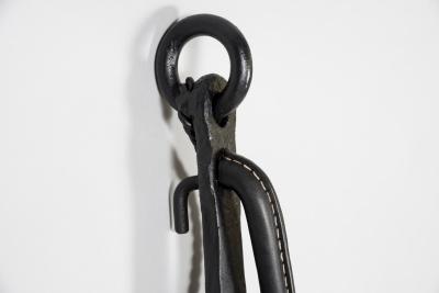 Jacques Adnet Pair of 1950s Stitched leather sconces by Jacques Adnet