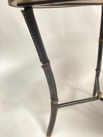 Jacques Adnet Pair of 1950s stitched leather side Tables By Jacques Adnet