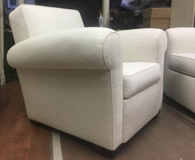 Jacques Adnet Pair of Comfortable Club Chairs in the style of Jacques Adnet