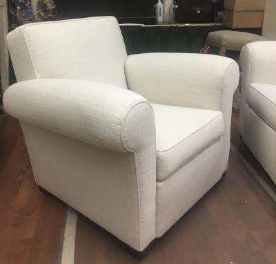 Jacques Adnet Pair of Comfortable Club Chairs in the style of Jacques Adnet