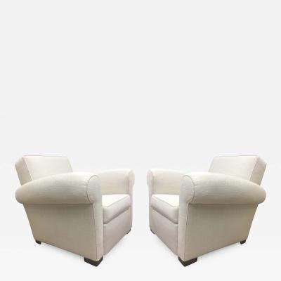 Jacques Adnet Pair of Comfortable Club Chairs in the style of Jacques Adnet