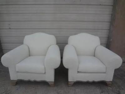 Jacques Adnet Pair of French Art Deco Club Chairs Attributed To Jacques Adnet