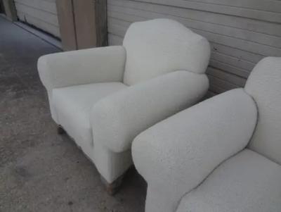 Jacques Adnet Pair of French Art Deco Club Chairs Attributed To Jacques Adnet