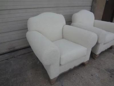 Jacques Adnet Pair of French Art Deco Club Chairs Attributed To Jacques Adnet