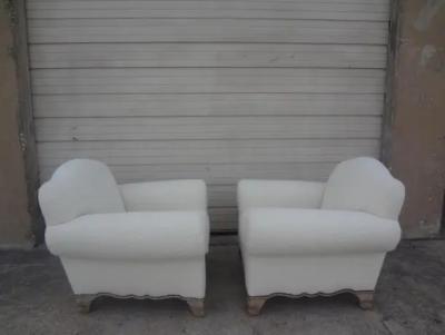 Jacques Adnet Pair of French Art Deco Club Chairs Attributed To Jacques Adnet