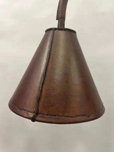 Jacques Adnet Pair of French Mid Century Hand Stitched Leather Floor Lamps by Jacques Adnet