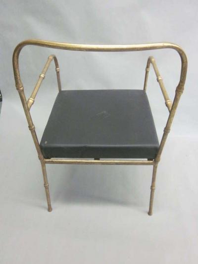 Jacques Adnet Pair of French Mid Century Modern Faux Bamboo Armchairs Style Jacques Adnet