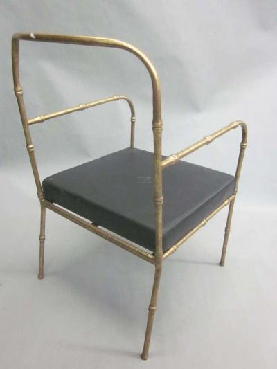 Jacques Adnet Pair of French Mid Century Modern Faux Bamboo Armchairs Style Jacques Adnet
