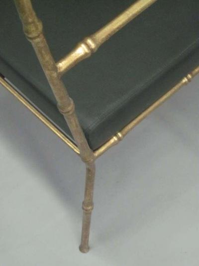 Jacques Adnet Pair of French Mid Century Modern Faux Bamboo Armchairs Style Jacques Adnet