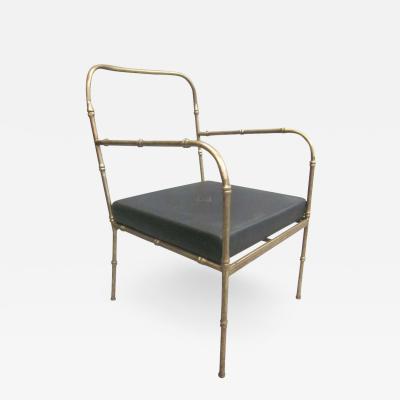 Jacques Adnet Pair of French Mid Century Modern Faux Bamboo Armchairs Style Jacques Adnet
