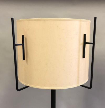 Jacques Adnet Pair of French Mid Century Modern Iron Parchment Floor Lamps by Jacques Adnet