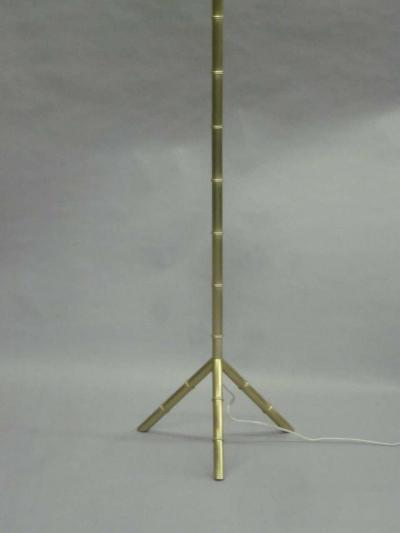 Jacques Adnet Pair of French Mid Century Modern Style Faux Bamboo Floor Lamps Jacques Adnet