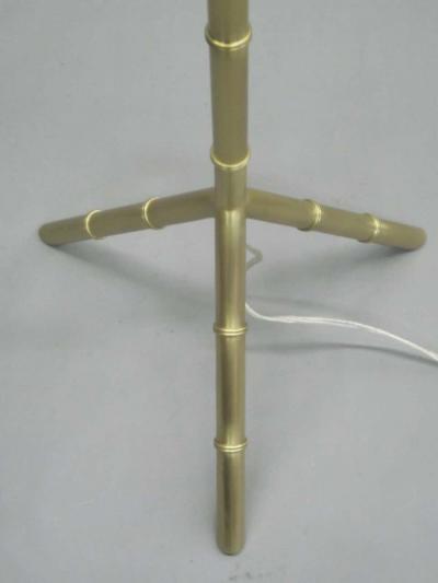 Jacques Adnet Pair of French Mid Century Modern Style Faux Bamboo Floor Lamps Jacques Adnet
