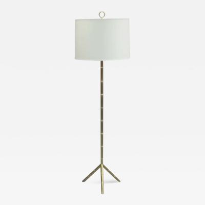 Jacques Adnet Pair of French Mid Century Modern Style Faux Bamboo Floor Lamps Jacques Adnet